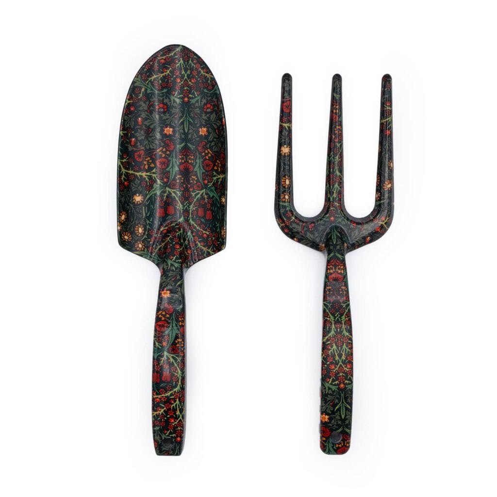 William Morris Blackthorn garden tool set with planting shovel and hand fork from Robert Frederick