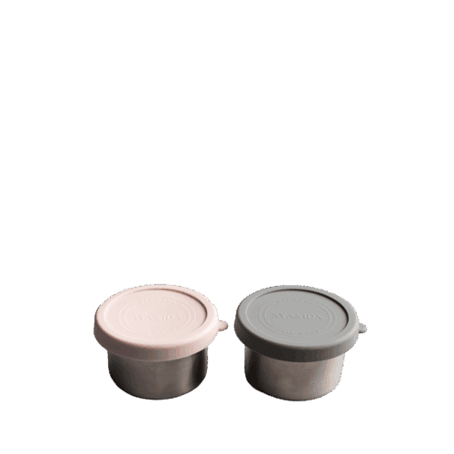 AYA&IDA 2 pcs Snack Container - Dark Grey/Soft Rose - 100 ML
