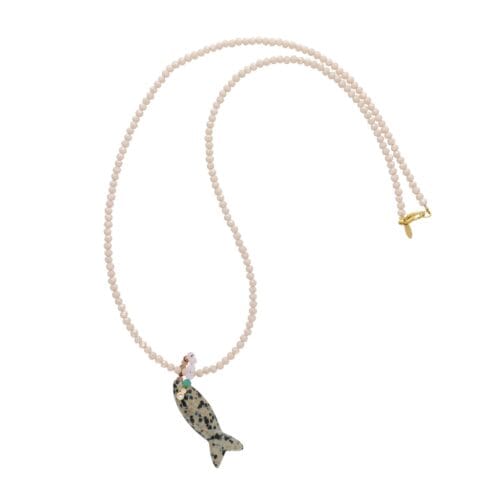 Nuni Copenhagen Sasseline necklace Dalmatian with fish and pearls