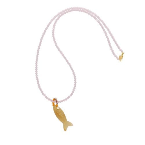 Nuni Copenhagen Sasseline necklace Honey with fish and pearls