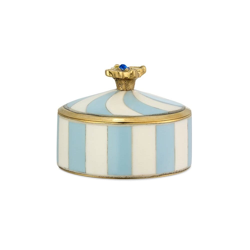 Doing Goods Lou Circus Box Medium Blue – håndlavet smykkeæske med blå og hvide striber
