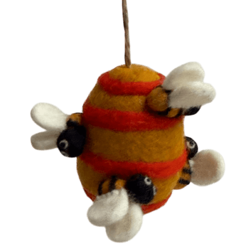 Felt bee hanger in wool