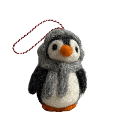 Felt penguin hanging in wool