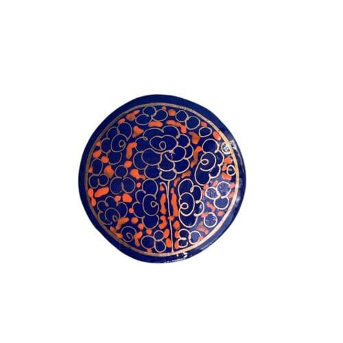 Paper mache box Blue and Coral