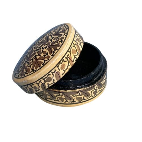 Paper mache box Cream and Gold