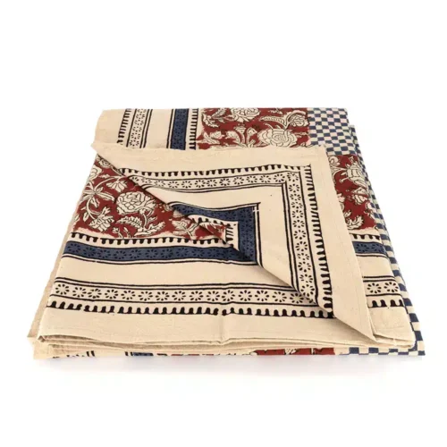 Indisk blockprint dug blåternet