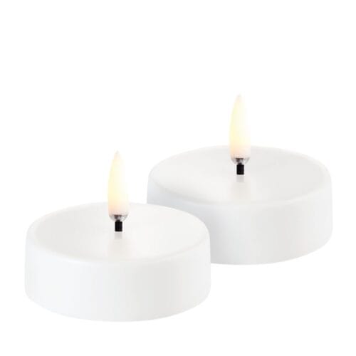 Uyuni Maxi Tealights, Rechargeable, White, 6 cm (2 pieces)