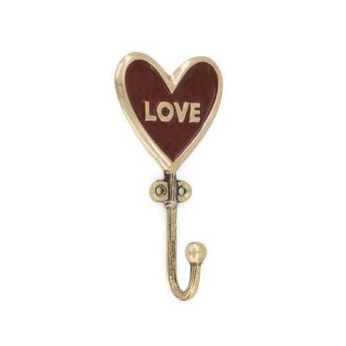 Brass hook red heart hook mrecycled brass love
